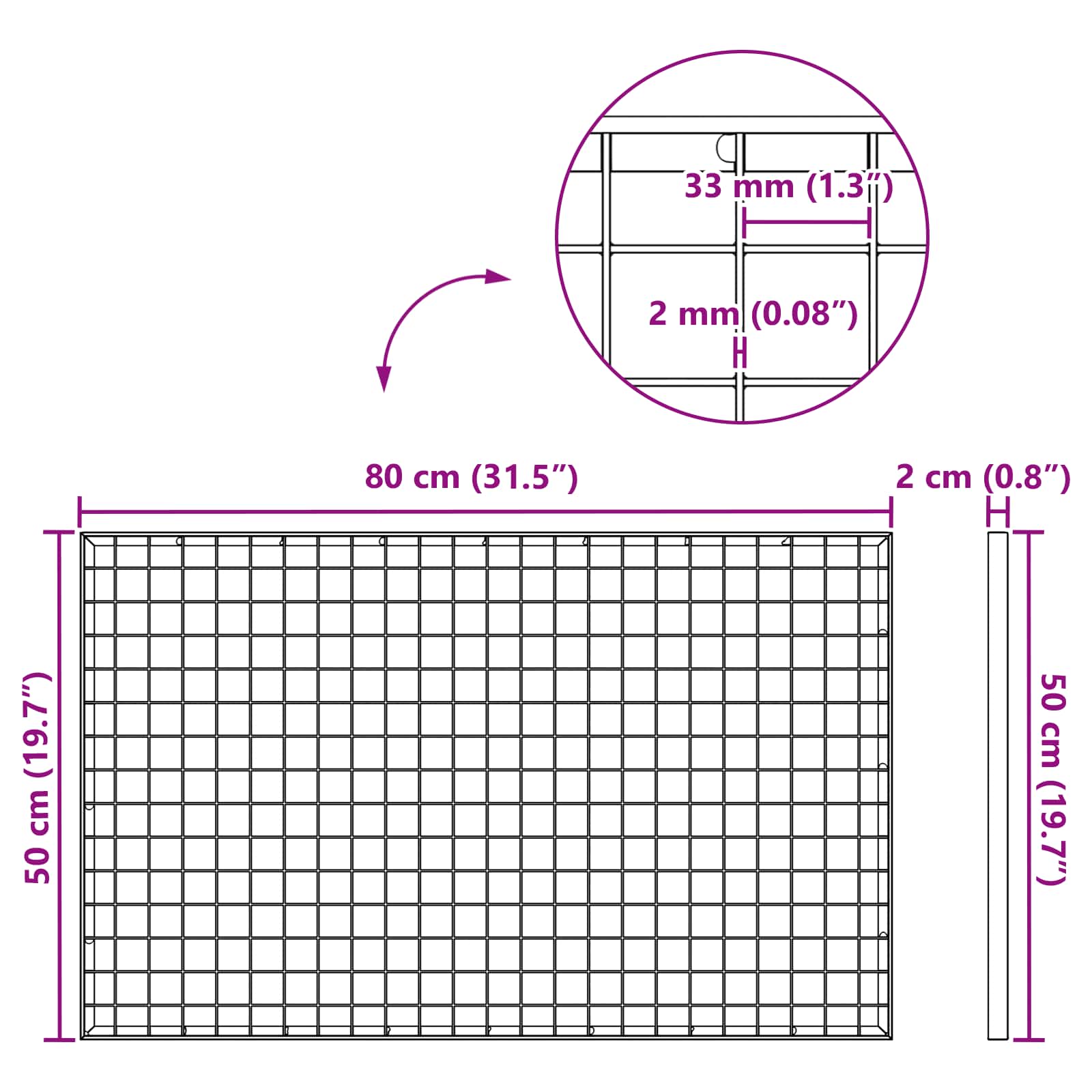 vidaXL Ruszt Srebrny 80 x 50 x 2 cm Stal ocynkowana na gorąco