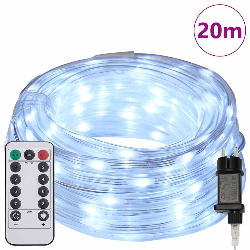 vidaXL Lina świetlna z 480 diodami LED Zimna biel 20 m PVC