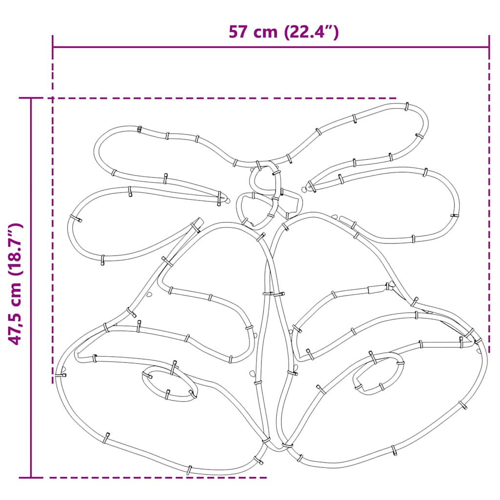 vidaXL Dzwonek Świąteczny Wielokolorowe 57 x 47,5 cm PVC