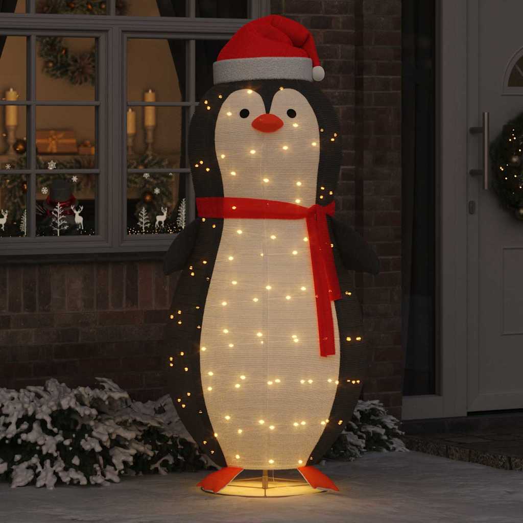 vidaXL Figurka śnieżnego pingwina Ciepła biel 78 x 178 cm tkanina