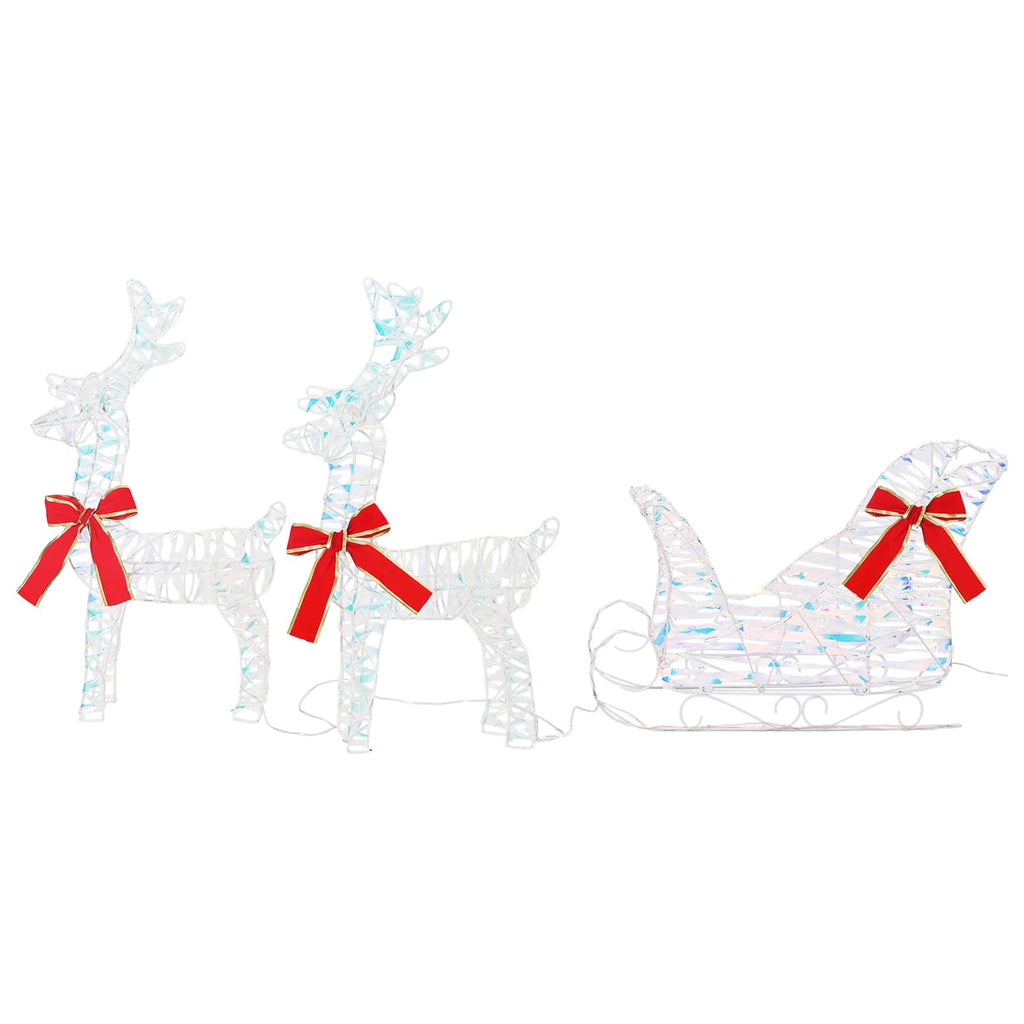 vidaXL Renifer ciągnący sanie Ciepła biel 30 x 12 x 54,5 cm PET