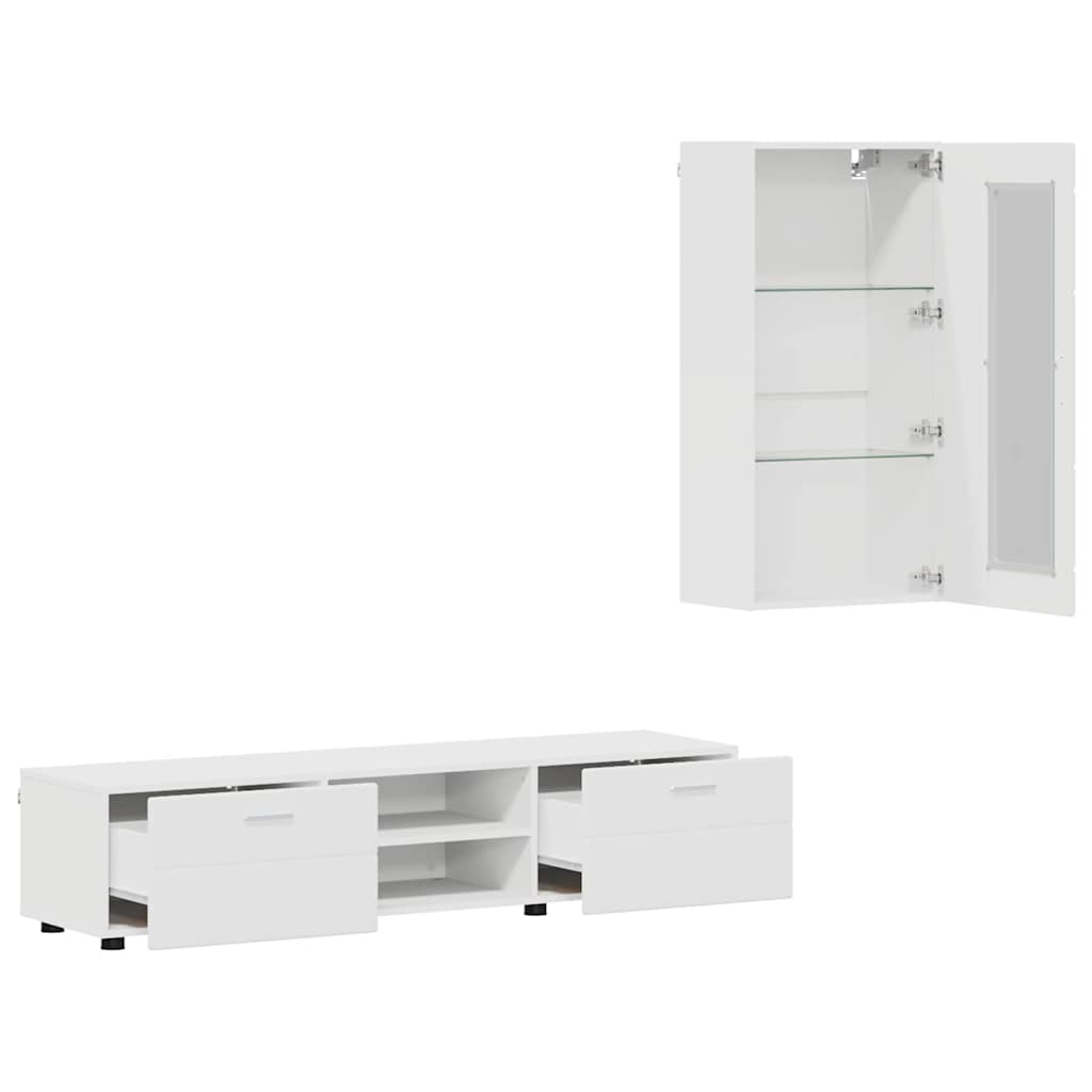 vidaXL Zestaw szafek RTV FLORIN 3 pcs Biały Materiał drewnopochodny