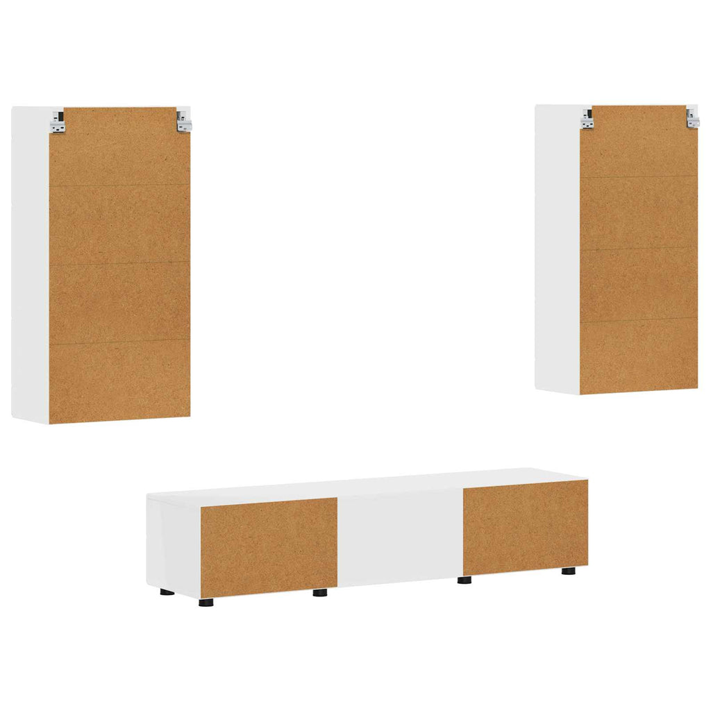 vidaXL Zestaw szafek RTV FLORIN 3 pcs Biały Materiał drewnopochodny