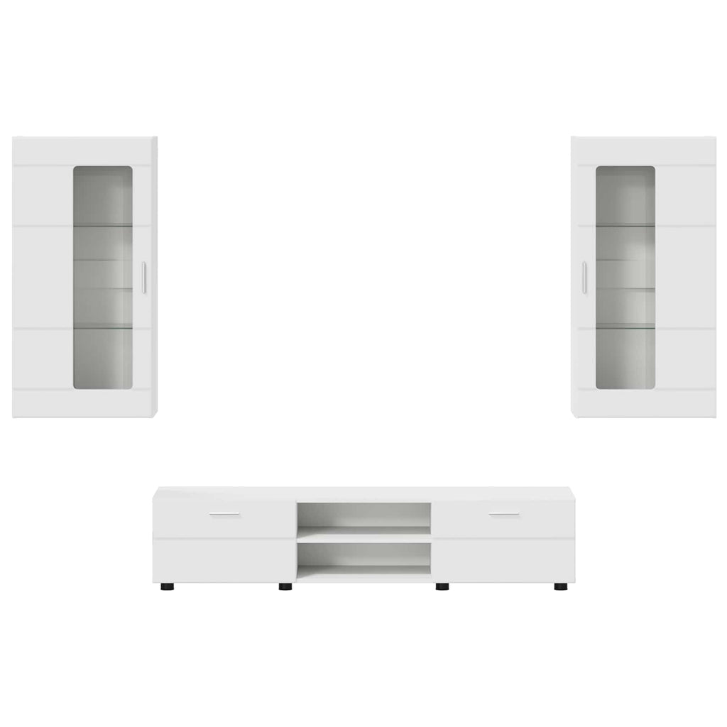 vidaXL Zestaw szafek RTV FLORIN 3 pcs Biały Materiał drewnopochodny