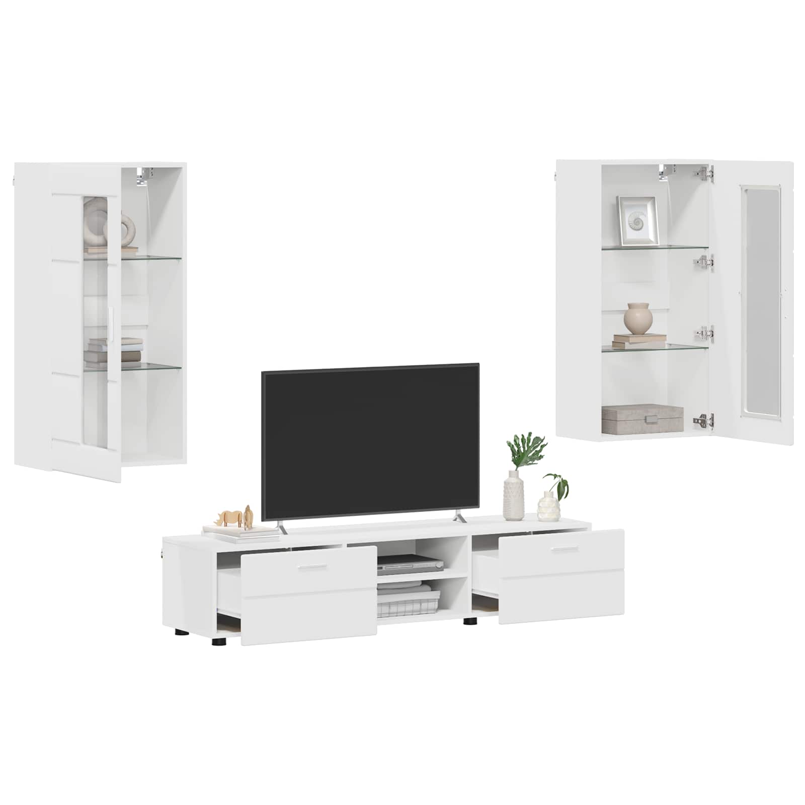 vidaXL Zestaw szafek RTV FLORIN 3 pcs Biały Materiał drewnopochodny