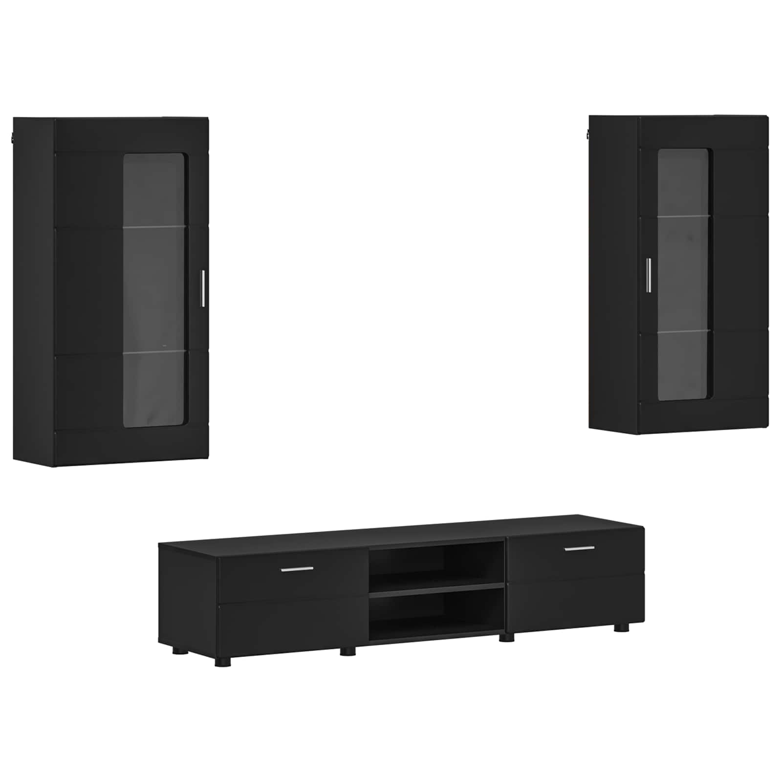 vidaXL Zestaw szafek RTV FLORIN 3 pcs Czarny Materiał drewnopochodny