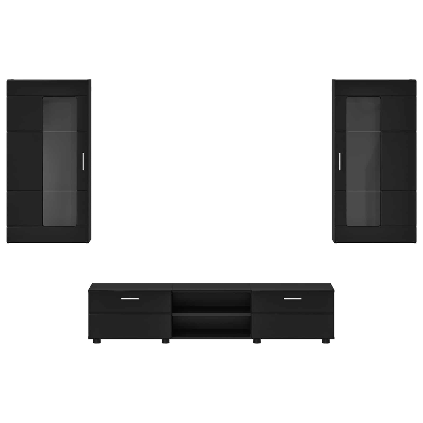vidaXL Zestaw szafek RTV FLORIN 3 pcs Czarny Materiał drewnopochodny
