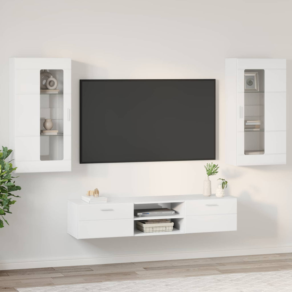 vidaXL Zestaw szafek RTV z szufladą FLORIN 3 pcs Wysoki połysk biały