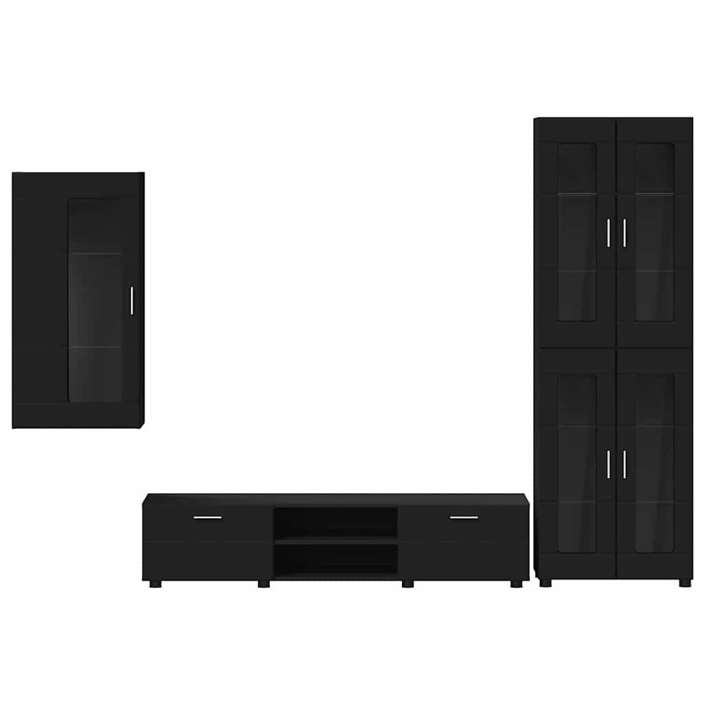 vidaXL Zestaw szafek RTV FLORIN 3 pcs Czarny Materiał drewnopochodny