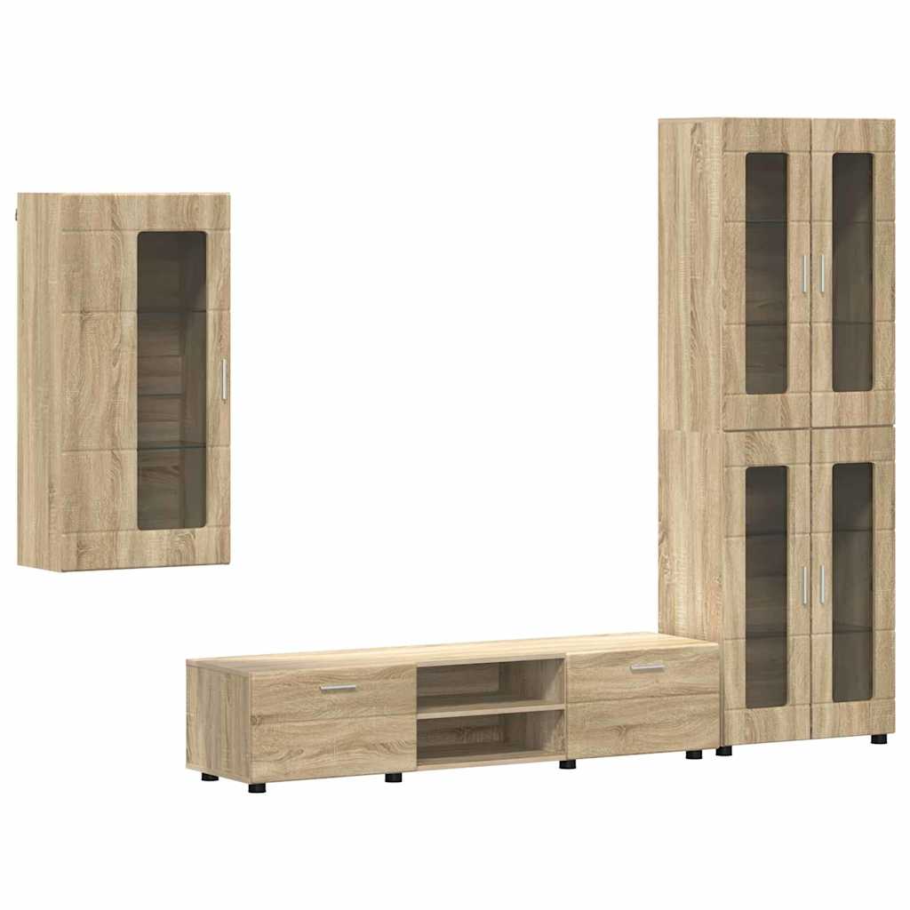 vidaXL Zestaw szafek RTV z szufladą z półką FLORIN 3 pcs Dąb Sonoma