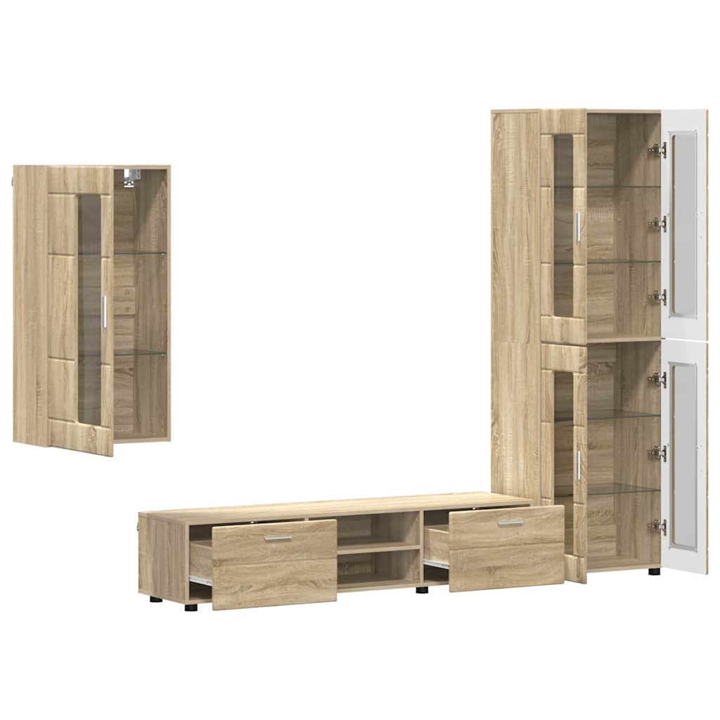 vidaXL Zestaw szafek RTV z szufladą z półką FLORIN 3 pcs Dąb Sonoma