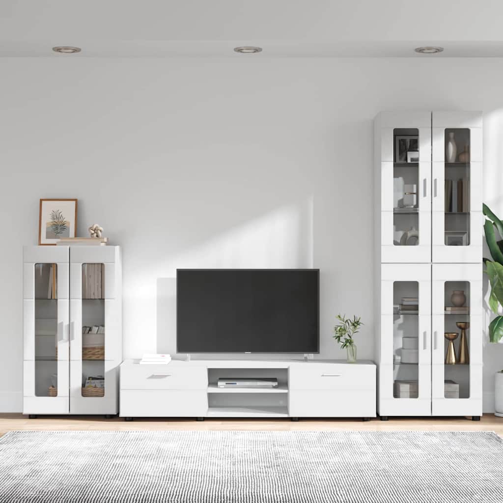 vidaXL Zestaw szafek RTV FLORIN 3 pcs Biały Materiał drewnopochodny