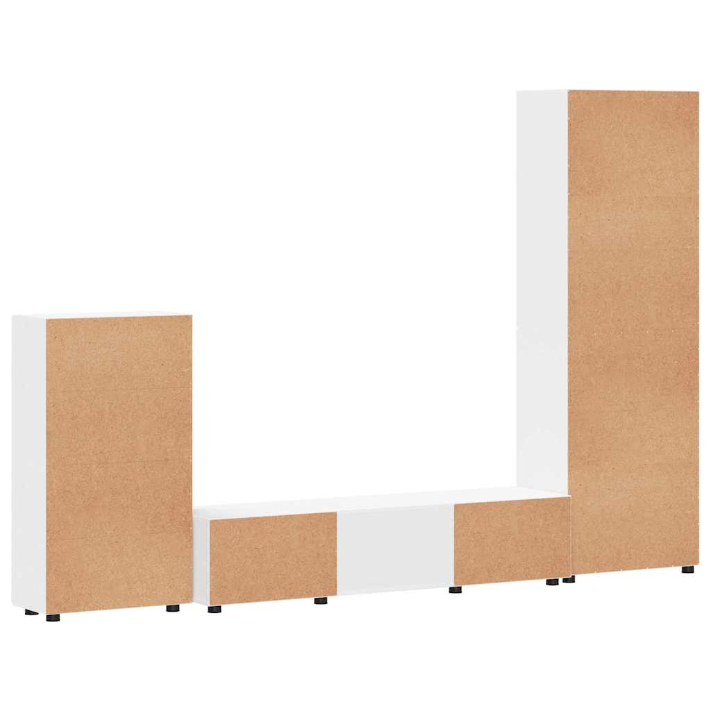 vidaXL Zestaw szafek RTV FLORIN 3 pcs Biały Materiał drewnopochodny