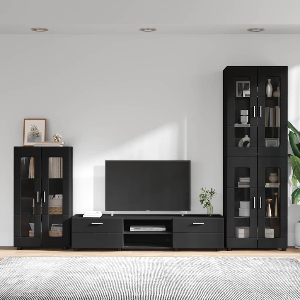 vidaXL Zestaw szafek RTV FLORIN 3 pcs Czarny Materiał drewnopochodny