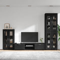 vidaXL Zestaw szafek RTV FLORIN 3 pcs Czarny Materiał drewnopochodny