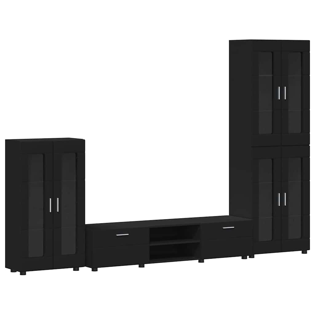 vidaXL Zestaw szafek RTV FLORIN 3 pcs Czarny Materiał drewnopochodny