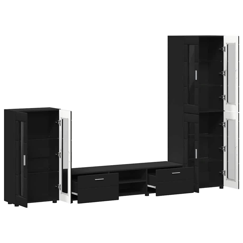 vidaXL Zestaw szafek RTV FLORIN 3 pcs Czarny Materiał drewnopochodny