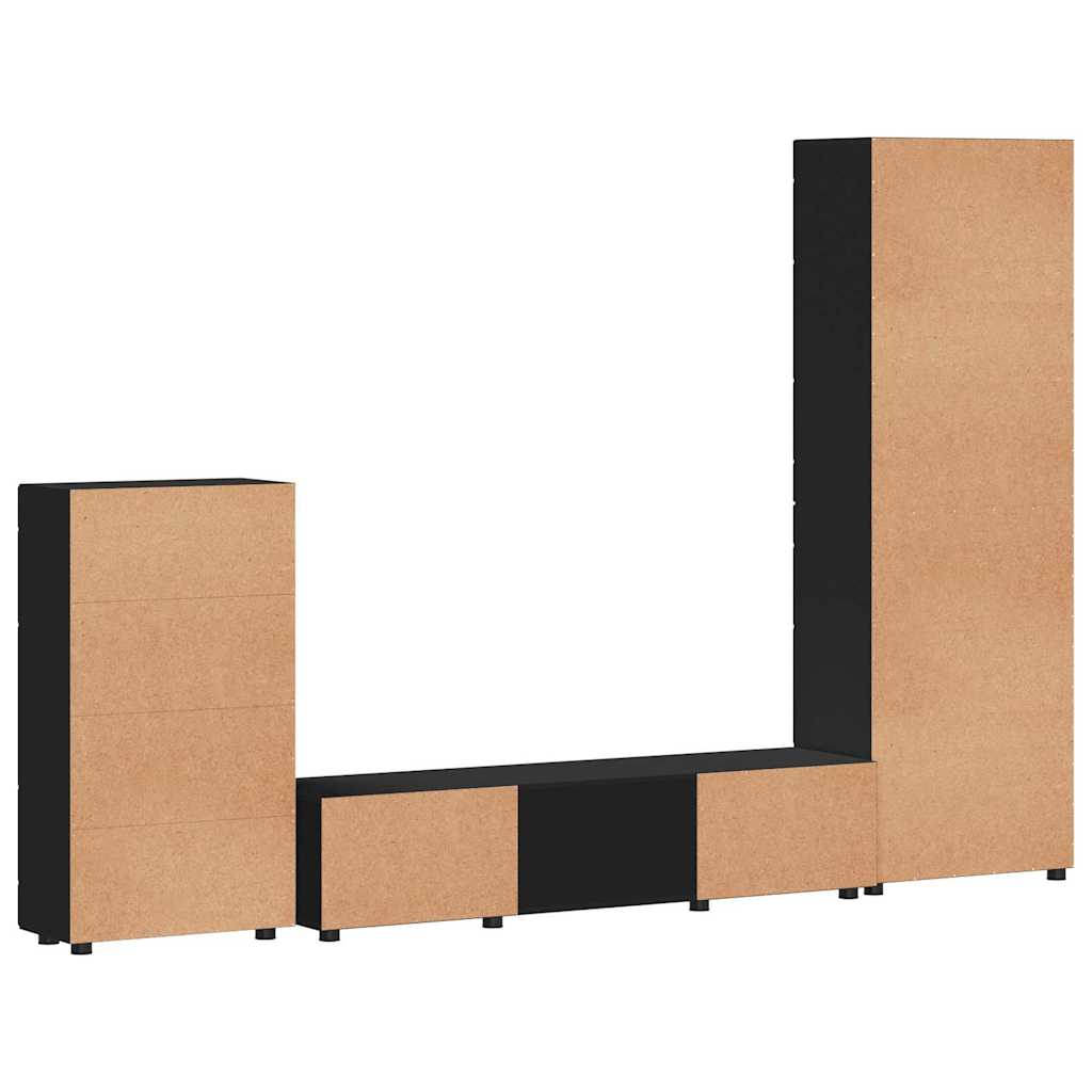 vidaXL Zestaw szafek RTV FLORIN 3 pcs Czarny Materiał drewnopochodny
