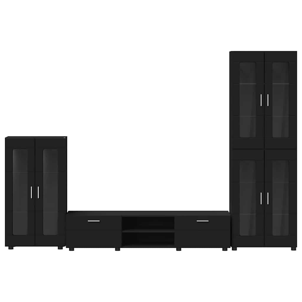 vidaXL Zestaw szafek RTV FLORIN 3 pcs Czarny Materiał drewnopochodny
