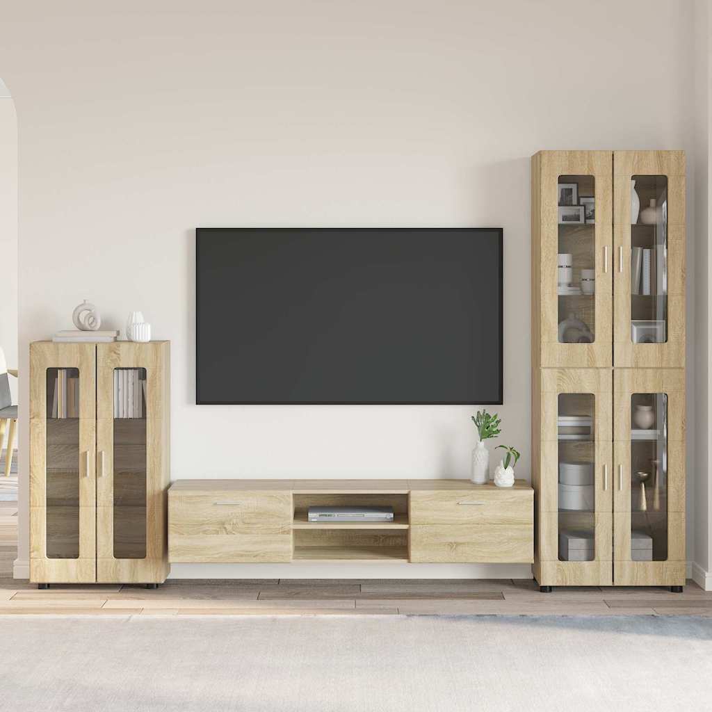 vidaXL Zestaw szafek RTV z szufladą z półką FLORIN 3 pcs Dąb Sonoma