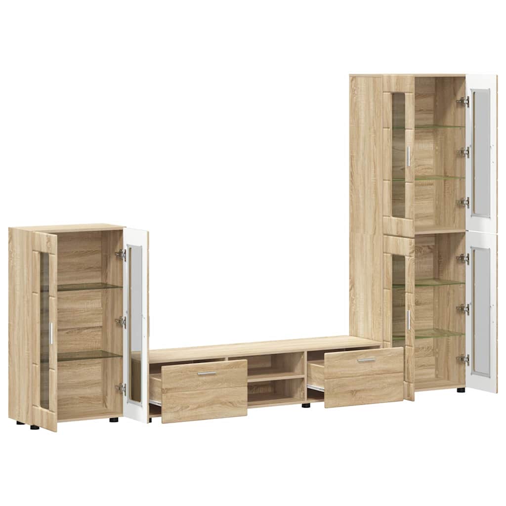 vidaXL Zestaw szafek RTV z szufladą z półką FLORIN 3 pcs Dąb Sonoma