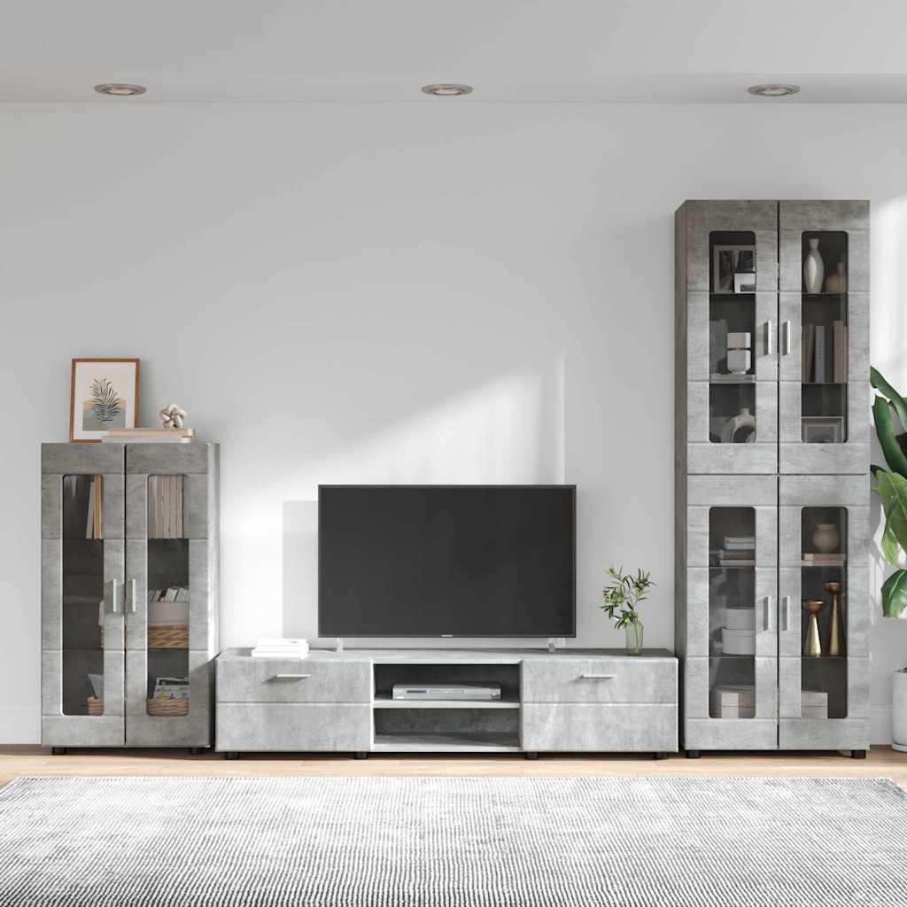 vidaXL Zestaw szafek RTV z szufladą FLORIN 3 pcs Betonowy szary