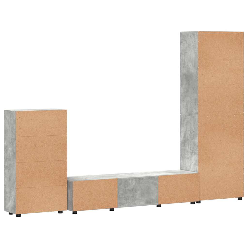 vidaXL Zestaw szafek RTV z szufladą FLORIN 3 pcs Betonowy szary