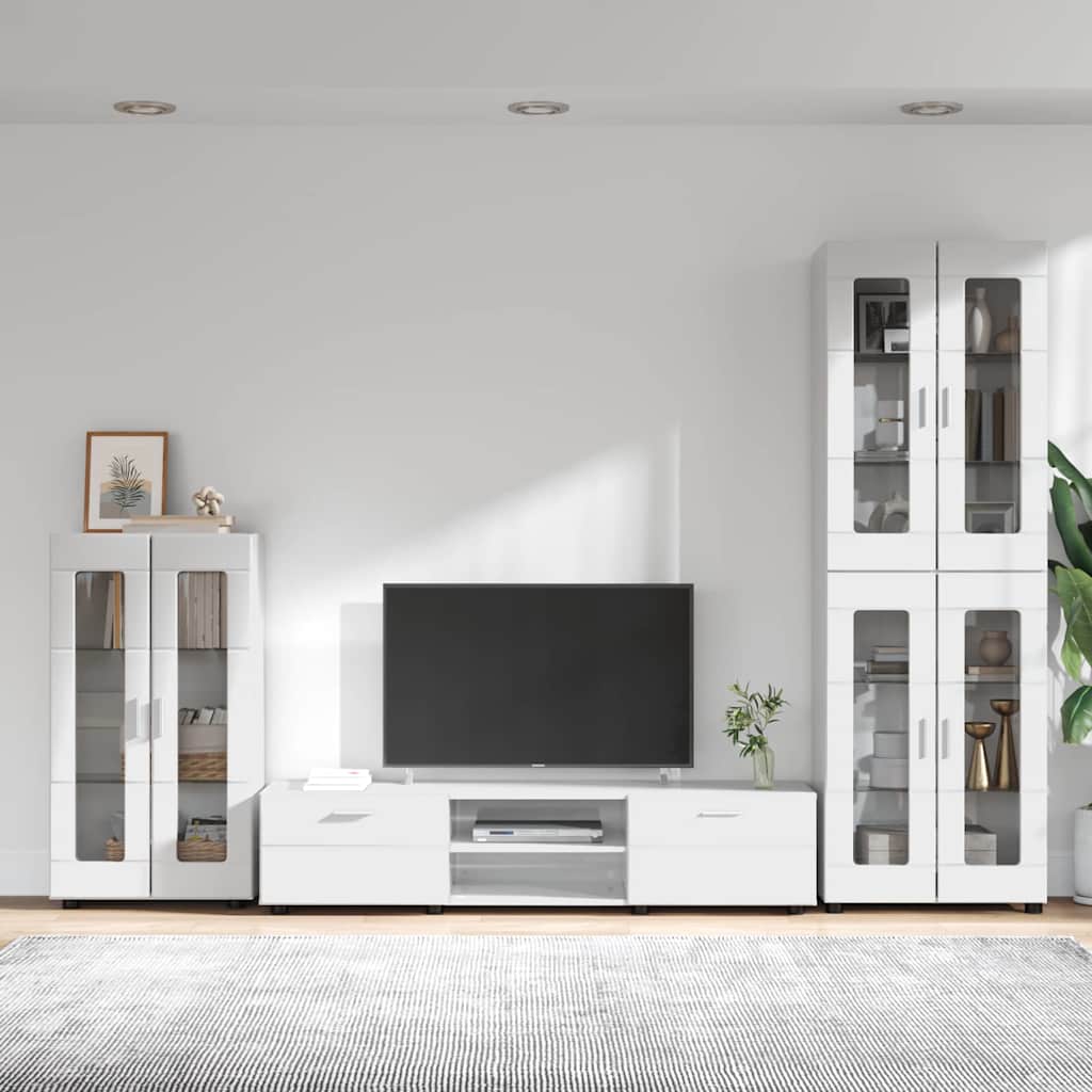 vidaXL Zestaw szafek RTV z szufladą FLORIN 3 pcs Wysoki połysk biały