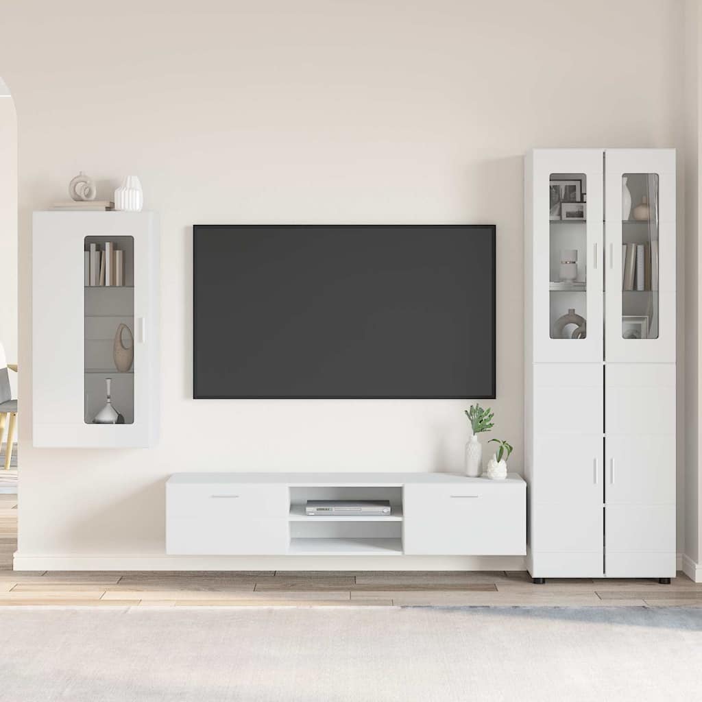 vidaXL Zestaw szafek RTV FLORIN 3 pcs Biały Materiał drewnopochodny