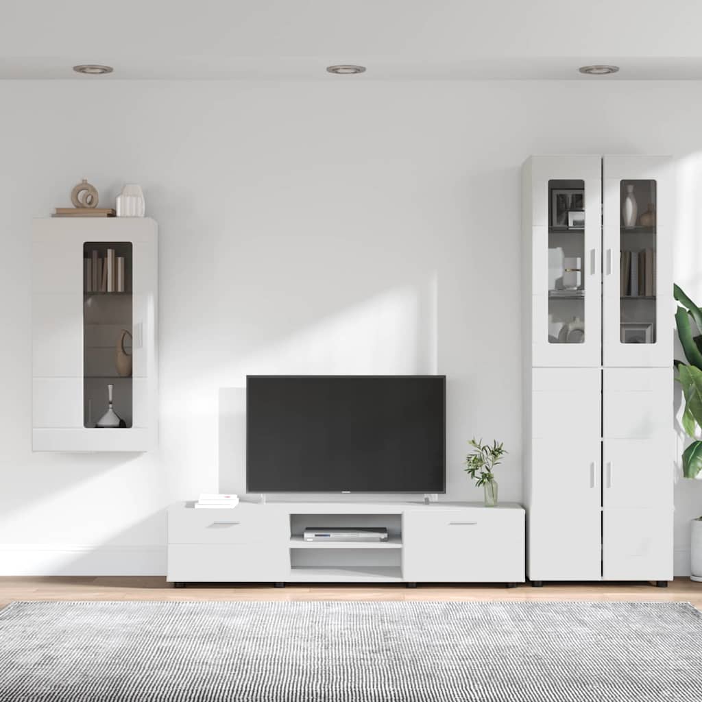 vidaXL Zestaw szafek RTV FLORIN 3 pcs Biały Materiał drewnopochodny