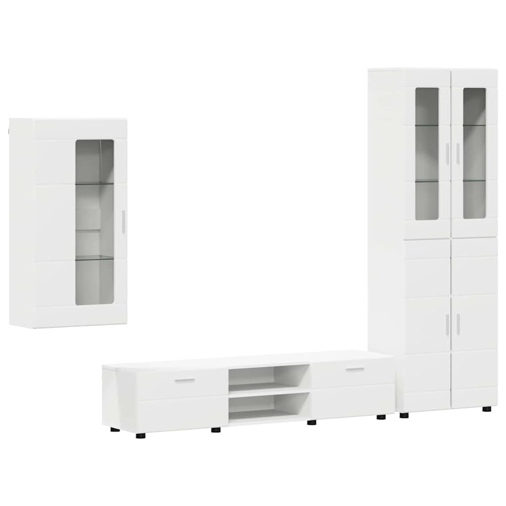 vidaXL Zestaw szafek RTV FLORIN 3 pcs Biały Materiał drewnopochodny