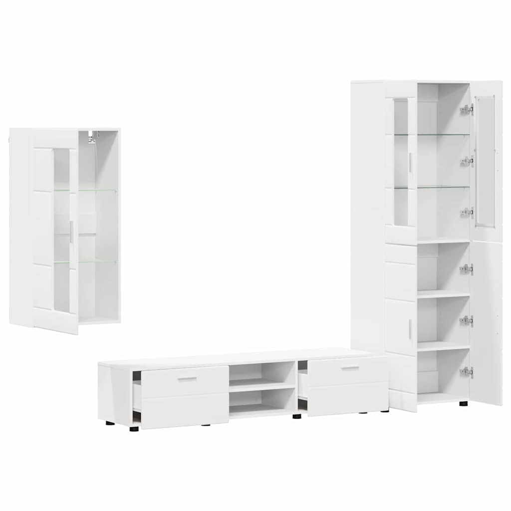 vidaXL Zestaw szafek RTV FLORIN 3 pcs Biały Materiał drewnopochodny