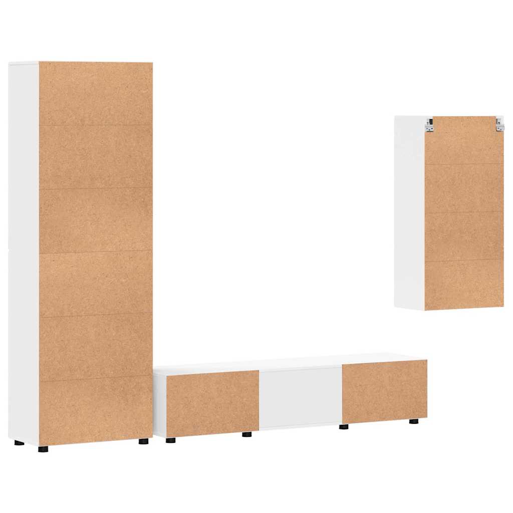 vidaXL Zestaw szafek RTV FLORIN 3 pcs Biały Materiał drewnopochodny