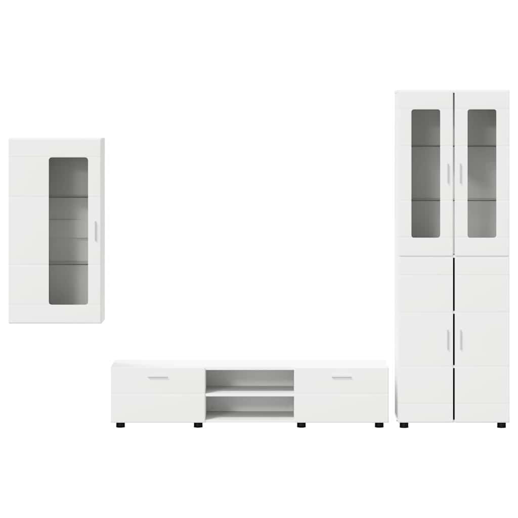 vidaXL Zestaw szafek RTV FLORIN 3 pcs Biały Materiał drewnopochodny