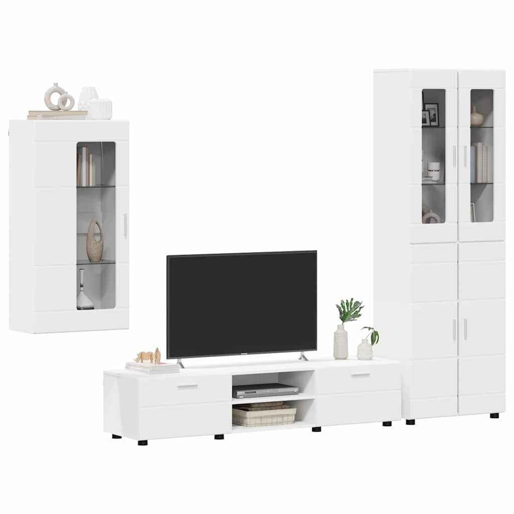 vidaXL Zestaw szafek RTV FLORIN 3 pcs Biały Materiał drewnopochodny