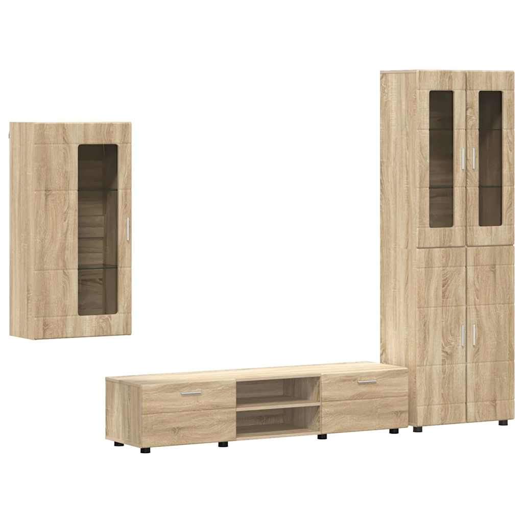 vidaXL Zestaw szafek RTV z szufladą z półką FLORIN 3 pcs Dąb Sonoma