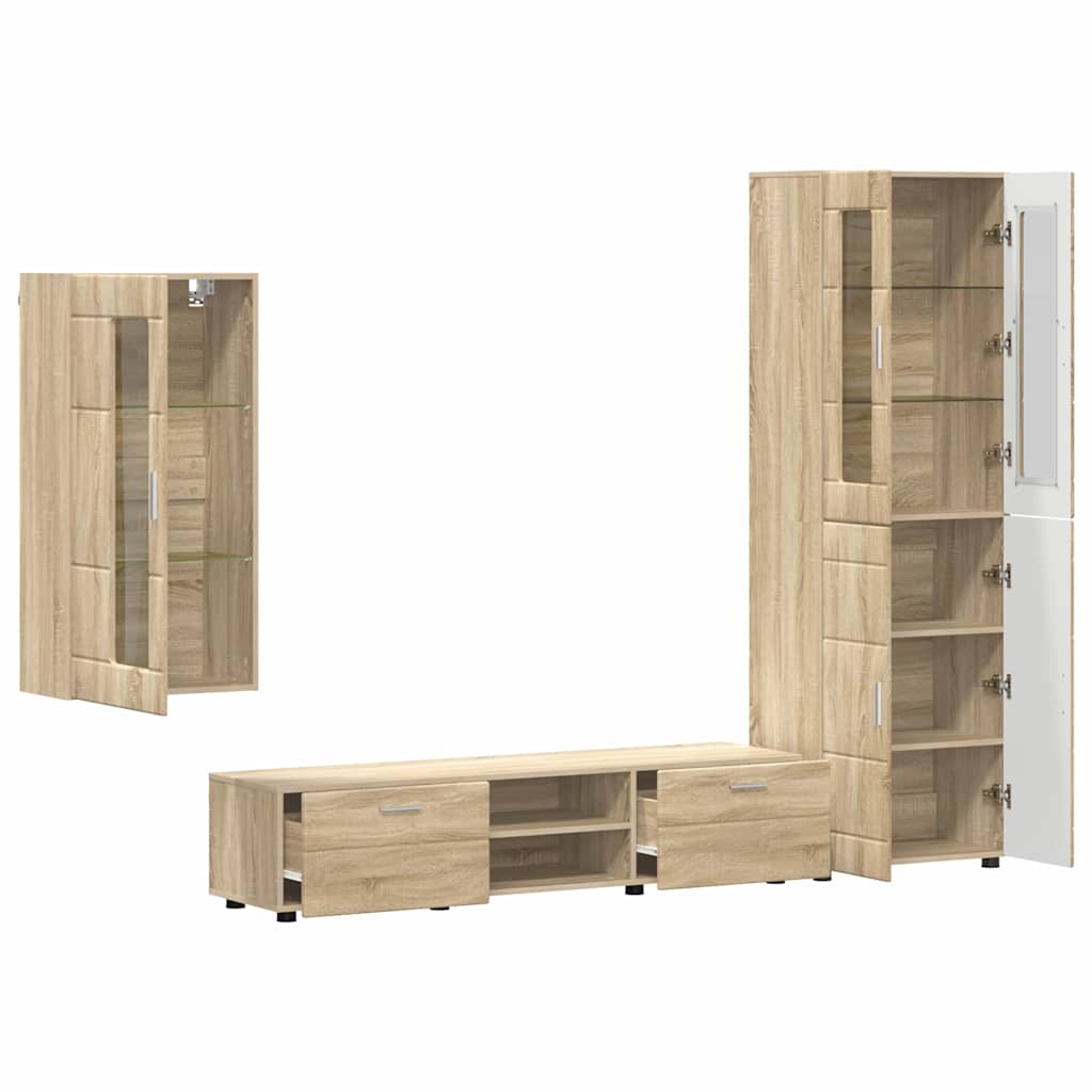 vidaXL Zestaw szafek RTV z szufladą z półką FLORIN 3 pcs Dąb Sonoma