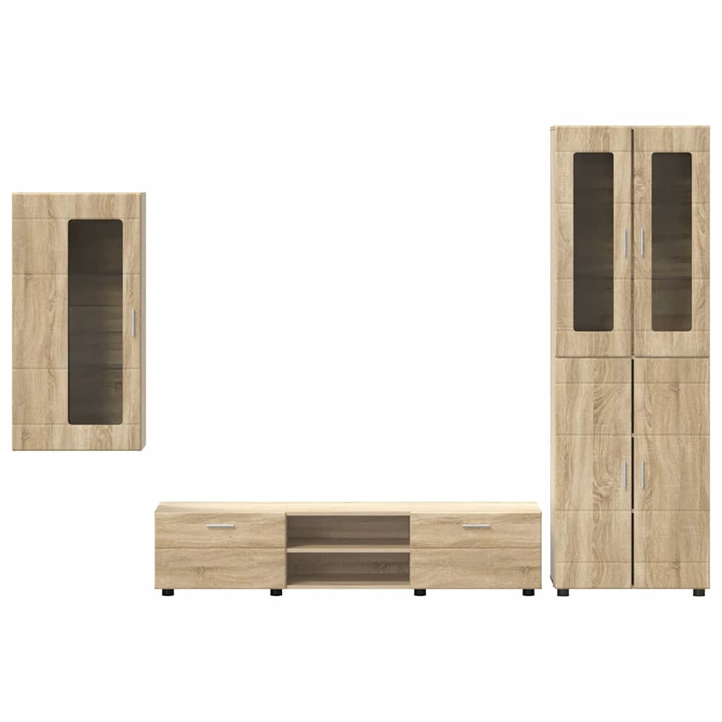 vidaXL Zestaw szafek RTV z szufladą z półką FLORIN 3 pcs Dąb Sonoma