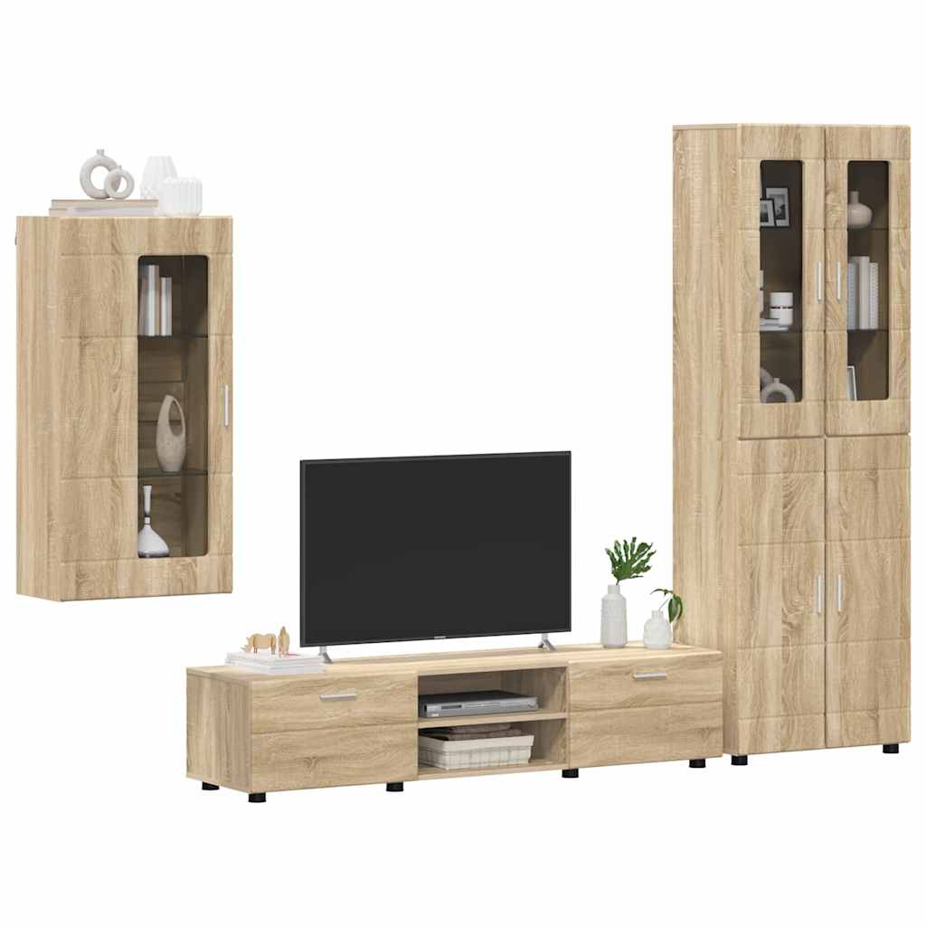 vidaXL Zestaw szafek RTV z szufladą z półką FLORIN 3 pcs Dąb Sonoma