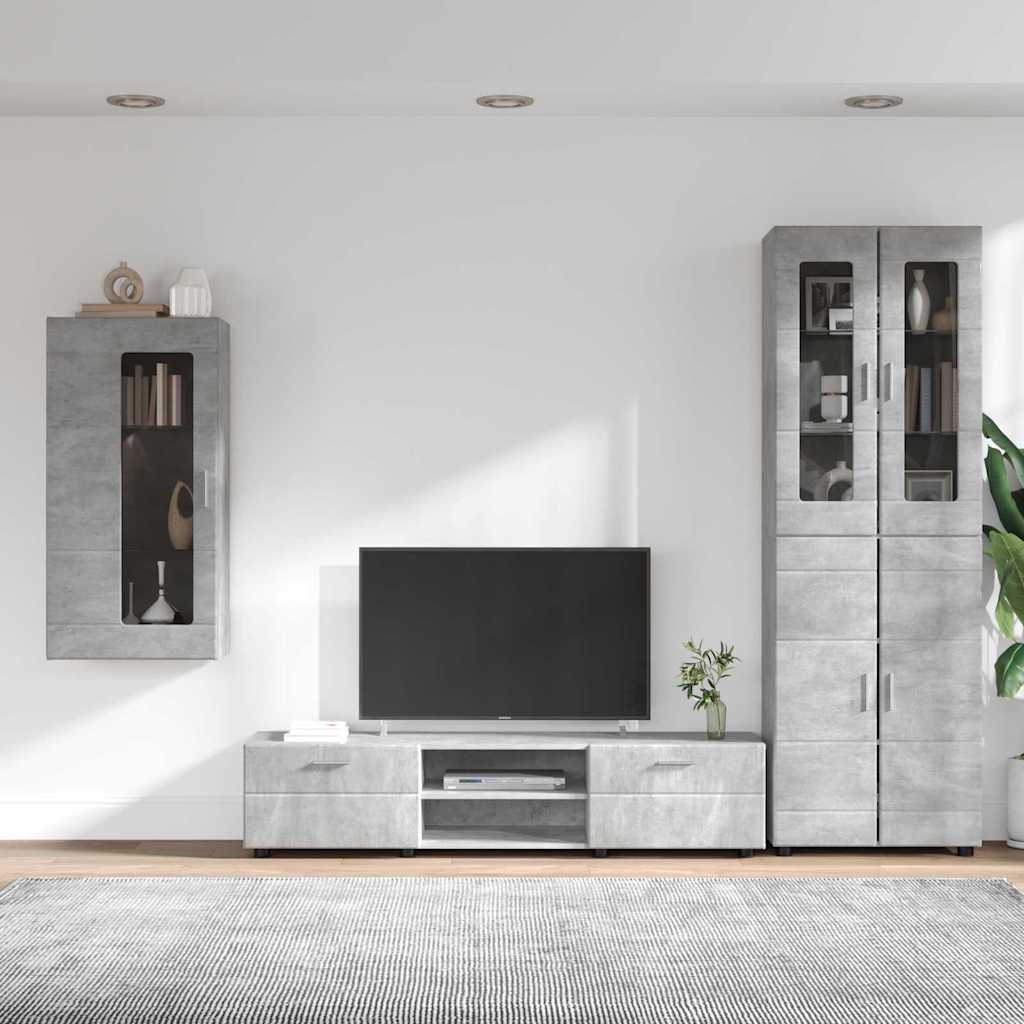 vidaXL Zestaw szafek RTV z szufladą FLORIN 3 pcs Betonowy szary