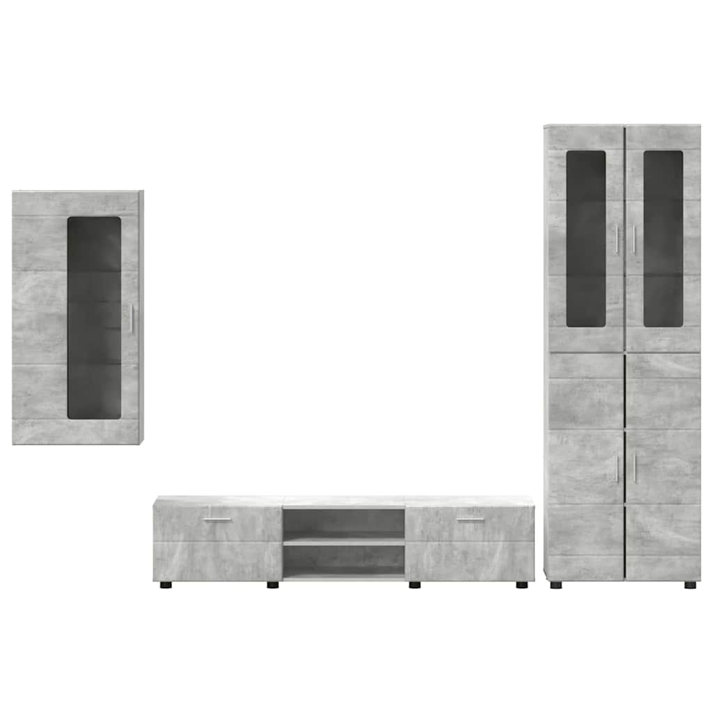 vidaXL Zestaw szafek RTV z szufladą FLORIN 3 pcs Betonowy szary
