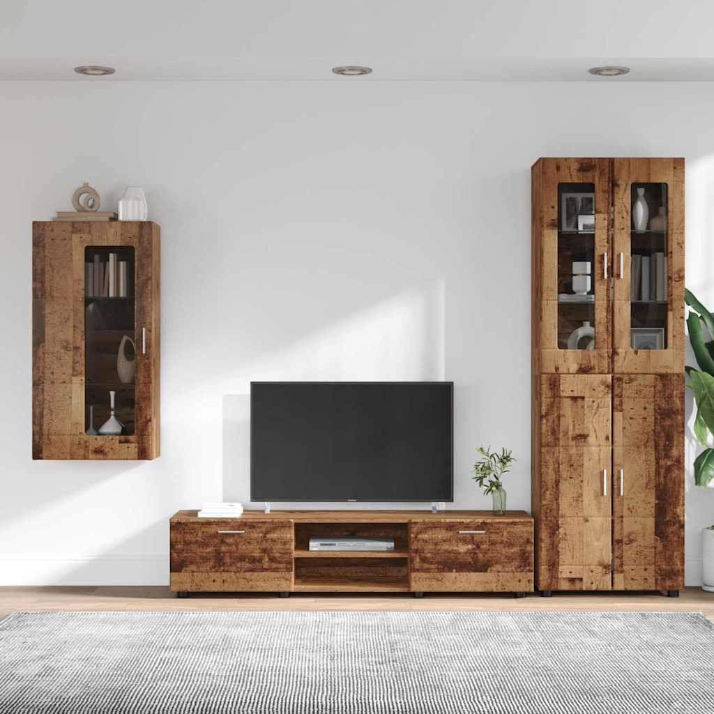 vidaXL Zestaw szafek RTV z szufladą z półką FLORIN 3 pcs Stare drewno