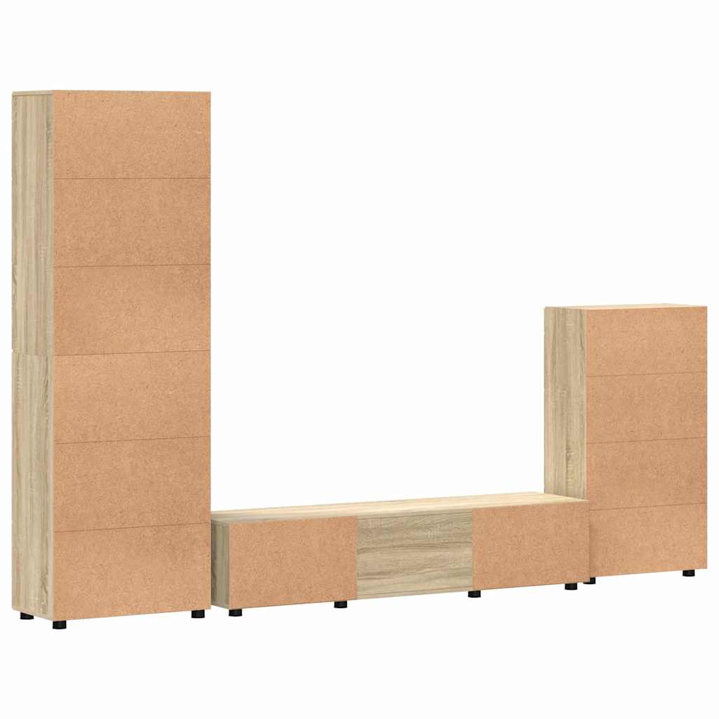 vidaXL Zestaw szafek RTV z szufladą z półką FLORIN 3 pcs Dąb Sonoma
