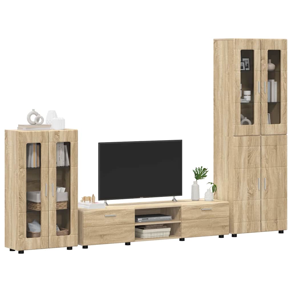vidaXL Zestaw szafek RTV z szufladą z półką FLORIN 3 pcs Dąb Sonoma
