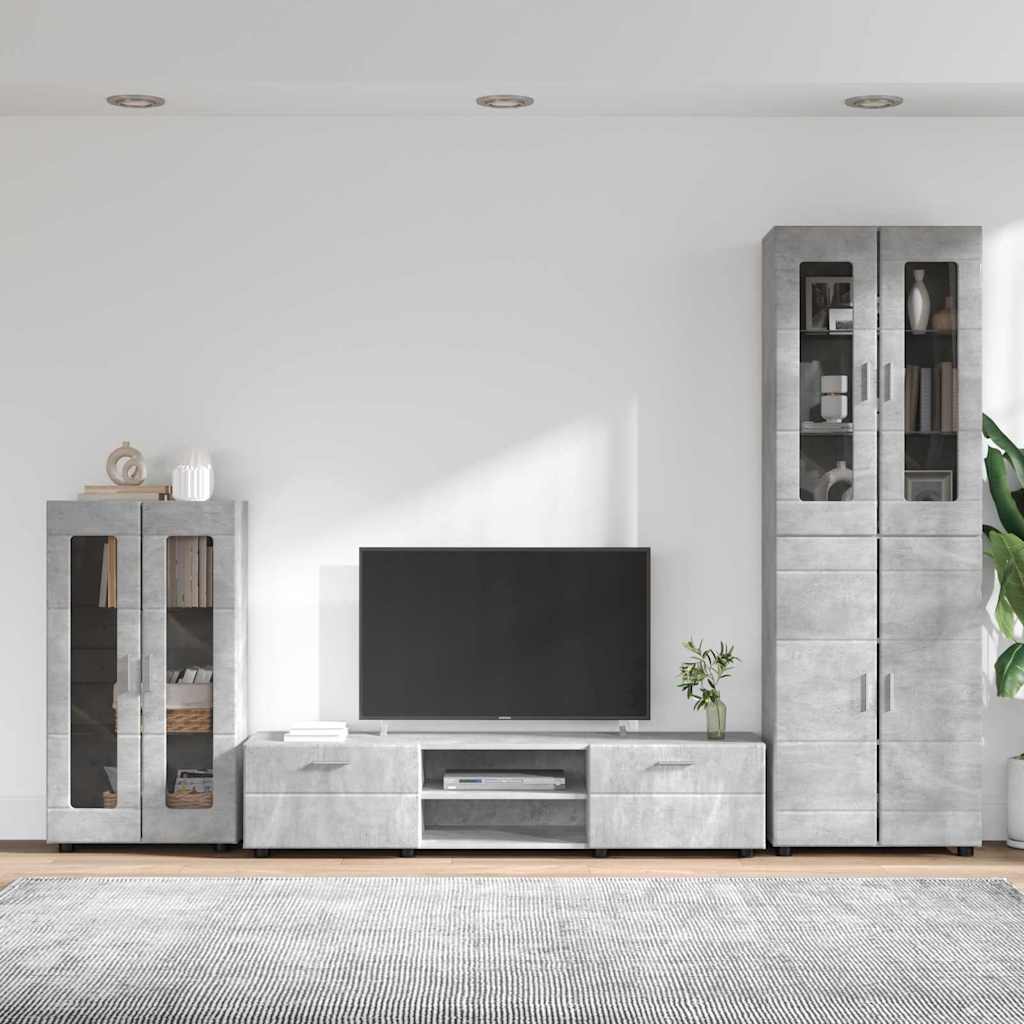 vidaXL Zestaw szafek RTV z szufladą FLORIN 3 pcs Betonowy szary