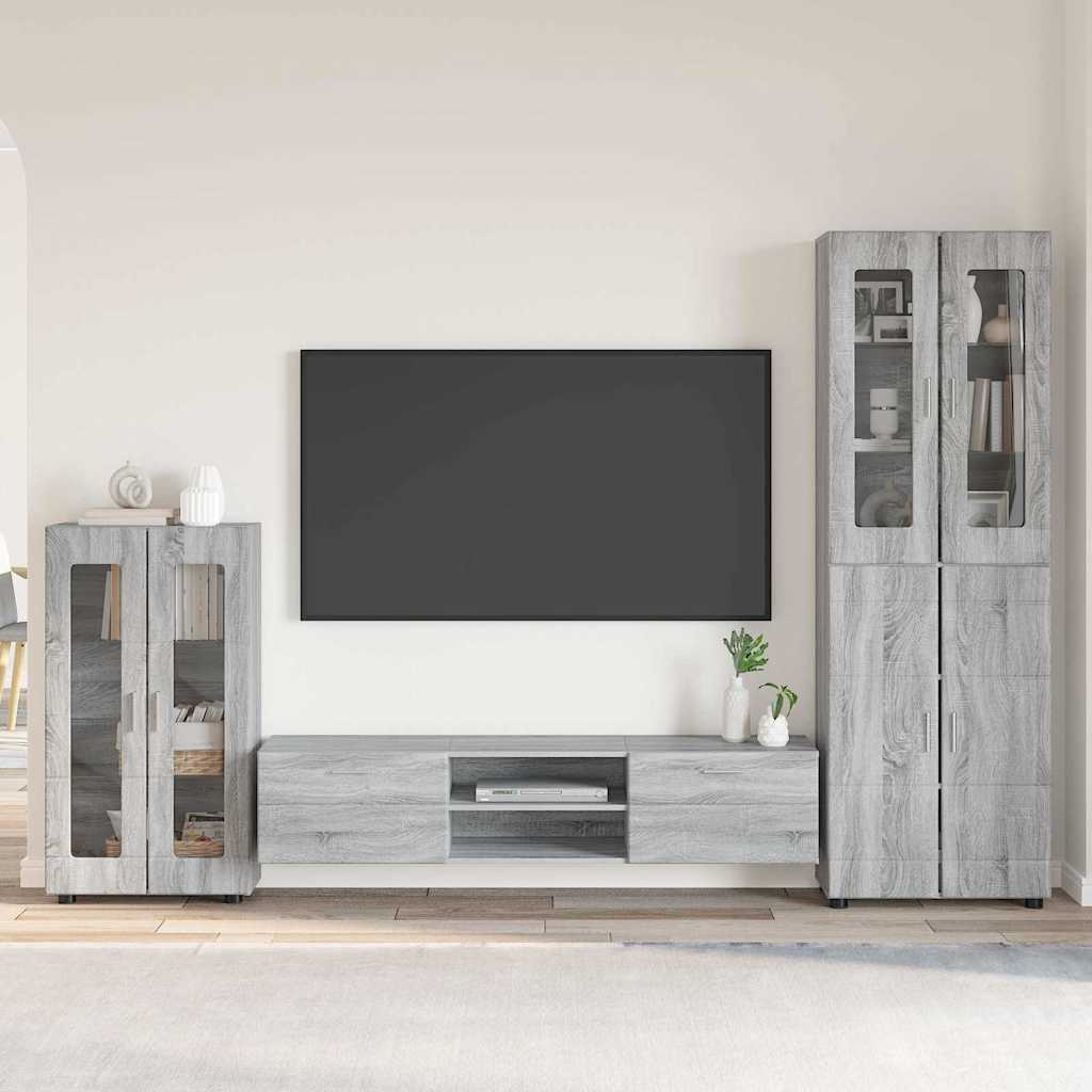 vidaXL Zestaw szafek RTV z szufladą z półką FLORIN 3 pcs Szary Sonoma