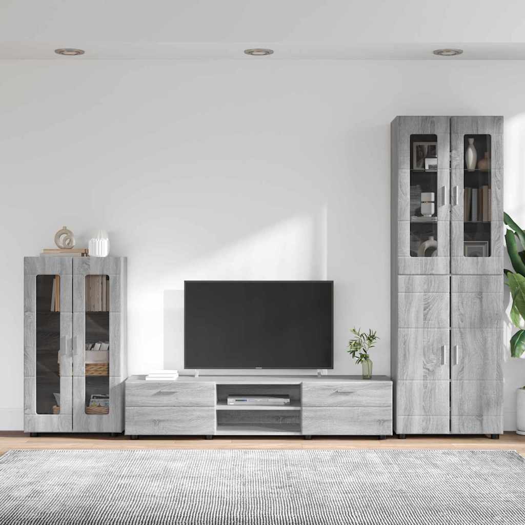 vidaXL Zestaw szafek RTV z szufladą z półką FLORIN 3 pcs Szary Sonoma