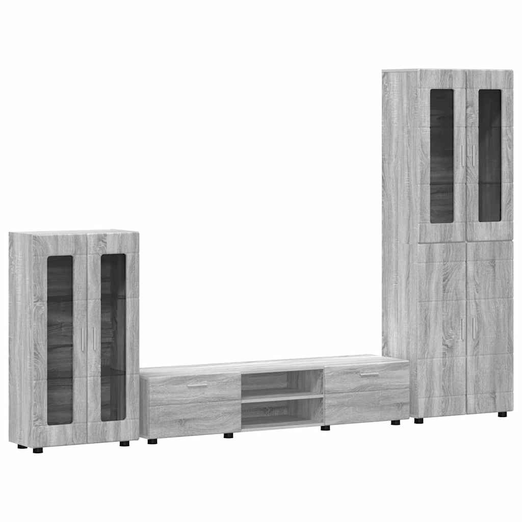 vidaXL Zestaw szafek RTV z szufladą z półką FLORIN 3 pcs Szary Sonoma