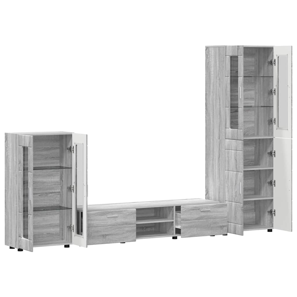 vidaXL Zestaw szafek RTV z szufladą z półką FLORIN 3 pcs Szary Sonoma