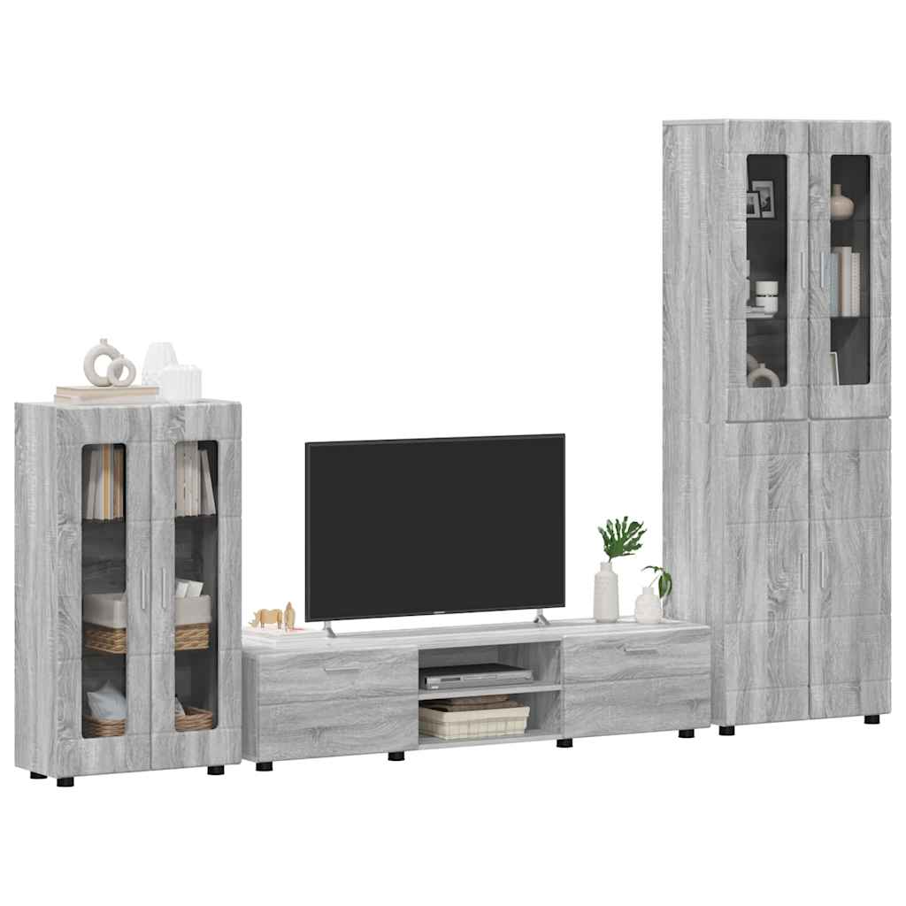 vidaXL Zestaw szafek RTV z szufladą z półką FLORIN 3 pcs Szary Sonoma